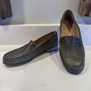 Green Crocodile Pattern Loafers made in Italy